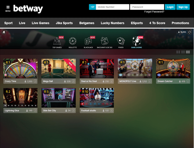 Betway review live games