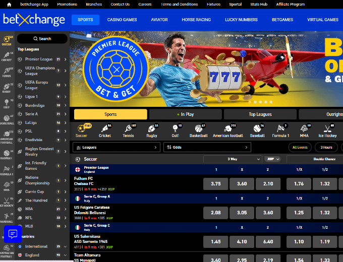 BetXchange Home Page Bet & Win