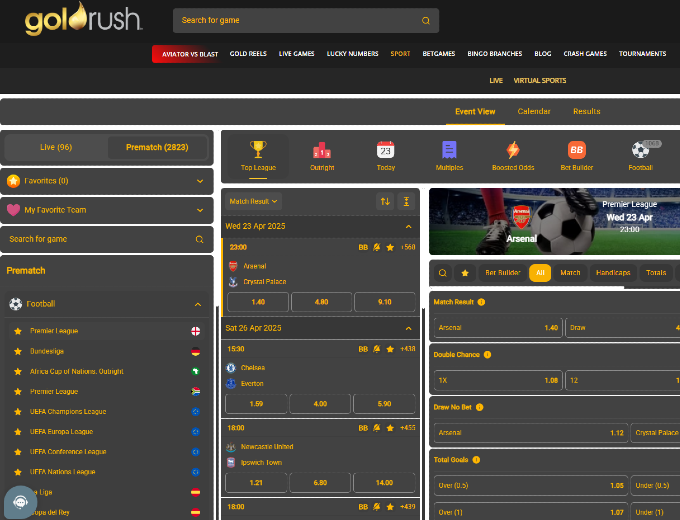 Goldrush Sport Home Page Bet and Win