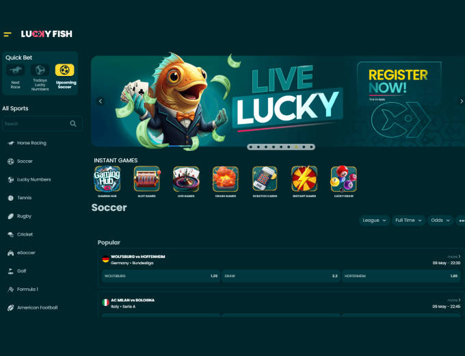 Lucky Fish Home Screen bet and win 