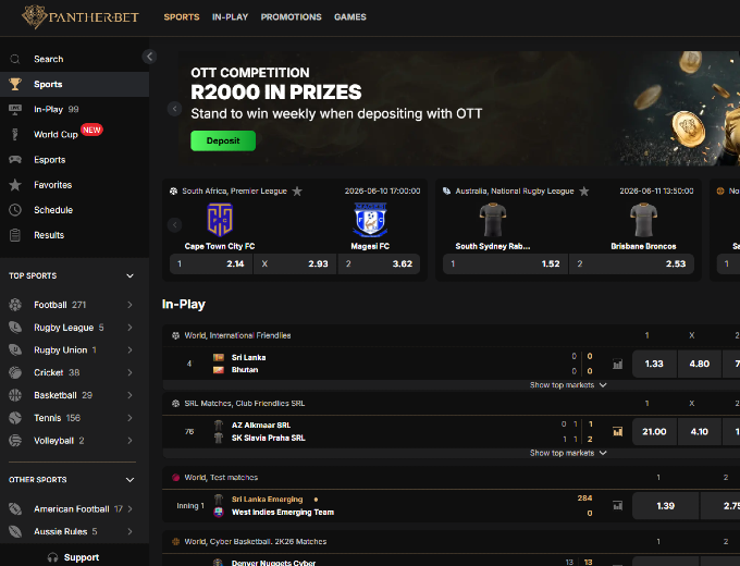 Pantherbet Home Sport Page Bet & Win 