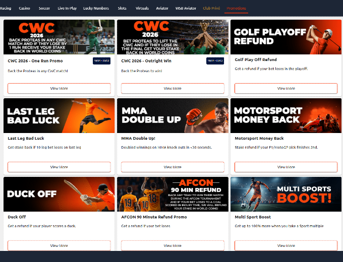 WSB Promotions Page Bet and Win 