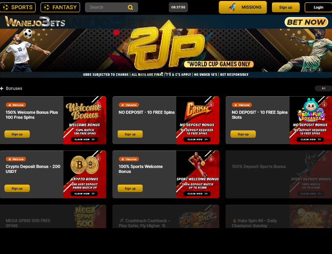 WanejoBets Sport Promotion Page Bet and Win 