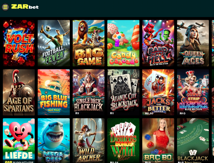 ZARbet Games page bet and win New 