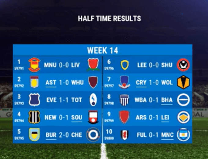 Virtual Jika Soccer match results